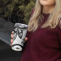 Polynesia Tumbler Cup White Tribal Turtle Floral Pattern