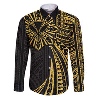 Hawaii And Philippines Family Matching Puletasi and Hawaiian Shirt Kanaka Maoli With Tribal Sun Together Gold