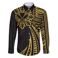 Hawaii And Philippines Family Matching Tank Maxi Dress and Hawaiian Shirt Kanaka Maoli With Tribal Sun Together Gold