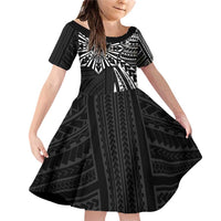 Hawaii And Philippines Family Matching Off Shoulder Short Dress and Hawaiian Shirt Kanaka Maoli With Tribal Sun Together Black