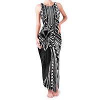 Hawaii And Philippines Family Matching Tank Maxi Dress and Hawaiian Shirt Kanaka Maoli With Tribal Sun Together Black