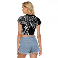 Hawaii And Philippines Raglan Cropped T Shirt Kanaka Maoli With Tribal Sun Together Black LT05 - Polynesian Pride