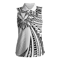 Hawaii And Philippines Women Sleeveless Polo Shirt Kanaka Maoli With Tribal Sun Together White