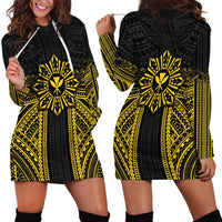 Hawaii And Philippines Together Hoodie Dress Polynesian Pattern With Filipino Barong Gold