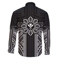 Hawaii And Philippines Together Family Matching Short Sleeve Bodycon Dress and Hawaiian Shirt Polynesian Pattern With Filipino Barong Black