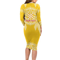 Personalised Anastasis College Family Matching Long Sleeve Bodycon Dress and Hawaiian Shirt Tonga Ngatu Pattern LT05 - Polynesian Pride
