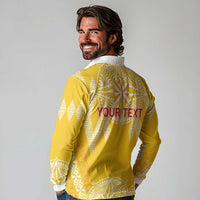 Personalised Anastasis College Long Sleeve Polo Shirt Tonga Ngatu Pattern LT05 - Polynesian Pride