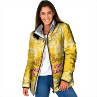 Personalised Anastasis College Padded Jacket Tonga Ngatu Pattern LT05 Women Yellow - Polynesian Pride