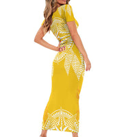 Personalised Anastasis College Short Sleeve Bodycon Dress Tonga Ngatu Pattern - Polynesian Pride