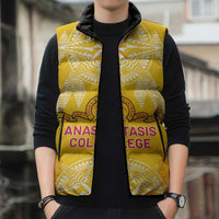 Personalised Anastasis College Sleeveless Puffer Jacket Tonga Ngatu Pattern LT05 - Polynesian Pride