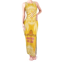 Personalised Anastasis College Tank Maxi Dress Tonga Ngatu Pattern LT05 Women Yellow - Polynesian Pride