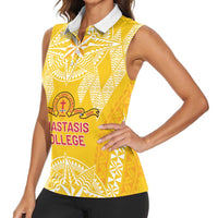 Personalised Anastasis College Women Sleeveless Polo Shirt Tonga Ngatu Pattern LT05 - Polynesian Pride