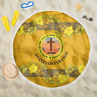 Tonga Anastasis College Beach Blanket Tongan Ngatu Kupesi Pattern LT05 One Size 150cm Yellow - Polynesian Pride