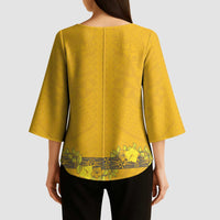 Tonga Anastasis College Kimono Sleeve Blouse Tongan Ngatu Kupesi Pattern LT05 - Polynesian Pride