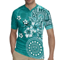 Cook Islands Rugby Jersey Teal Hibiscus And Stars