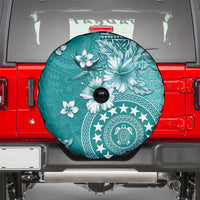 Cook Islands Spare Tire Cover Teal Hibiscus And Stars