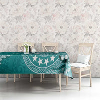 Cook Islands Tablecloth Teal Hibiscus And Stars