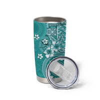 Cook Islands Tumbler Cup Teal Hibiscus And Stars