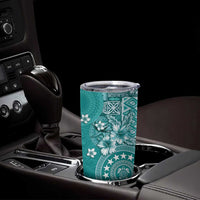 Cook Islands Tumbler Cup Teal Hibiscus And Stars