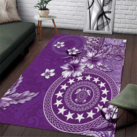 Cook Islands Area Rug Purple Hibiscus And Stars