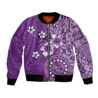Cook Islands Bomber Jacket Purple Hibiscus And Stars
