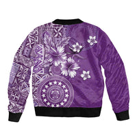 Cook Islands Bomber Jacket Purple Hibiscus And Stars