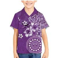 Cook Islands Family Matching Mermaid Dress and Hawaiian Shirt Purple Hibiscus And Stars