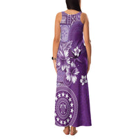 Cook Islands Family Matching Tank Maxi Dress and Hawaiian Shirt Purple Hibiscus And Stars