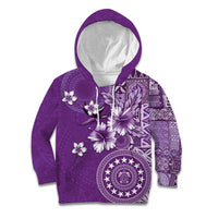 Cook Islands Kid Hoodie Purple Hibiscus And Stars LT05 Hoodie Purple - Polynesian Pride