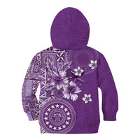 Cook Islands Kid Hoodie Purple Hibiscus And Stars LT05 - Polynesian Pride