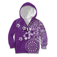 Cook Islands Kid Hoodie Purple Hibiscus And Stars LT05 Zip Hoodie Purple - Polynesian Pride