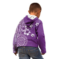 Cook Islands Kid Hoodie Purple Hibiscus And Stars LT05 - Polynesian Pride