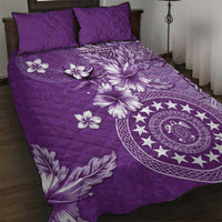 Cook Islands Quilt Bed Set Purple Hibiscus And Stars