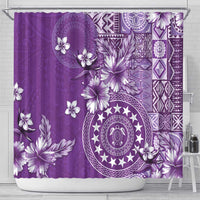 Cook Islands Shower Curtain Purple Hibiscus And Stars