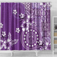 Cook Islands Shower Curtain Purple Hibiscus And Stars