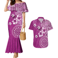 Cook Islands Couples Matching Mermaid Dress and Hawaiian Shirt Fandango Hibiscus And Stars