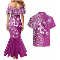 Cook Islands Couples Matching Mermaid Dress and Hawaiian Shirt Fandango Hibiscus And Stars