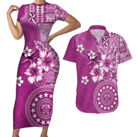 Cook Islands Couples Matching Short Sleeve Bodycon Dress and Hawaiian Shirt Fandango Hibiscus And Stars