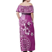 Cook Islands Off Shoulder Maxi Dress Fandango Hibiscus And Stars