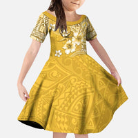 Cook Islands Family Matching Off Shoulder Maxi Dress and Hawaiian Shirt Yellow Hibiscus And Stars