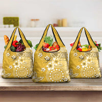Cook Islands Grocery Bag Yellow Hibiscus And Stars