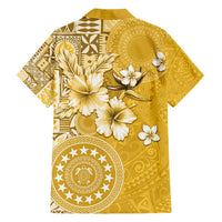 Cook Islands Hawaiian Shirt Yellow Hibiscus And Stars