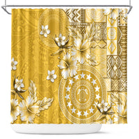 Cook Islands Shower Curtain Yellow Hibiscus And Stars