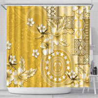 Cook Islands Shower Curtain Yellow Hibiscus And Stars