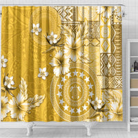 Cook Islands Shower Curtain Yellow Hibiscus And Stars