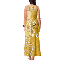 Cook Islands Tank Maxi Dress Yellow Hibiscus And Stars