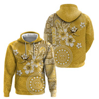 Cook Islands Zip Hoodie Yellow Hibiscus And Stars