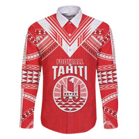 Custom Tahiti Football Family Matching Off The Shoulder Long Sleeve Dress and Hawaiian Shirt Coat Of Arms Polynesian Tribal Pattern