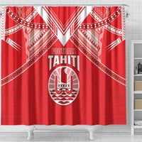 Tahiti Football Shower Curtain Coat Of Arms Polynesian Tribal Pattern