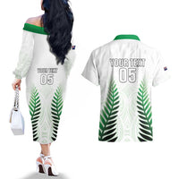 Custom New Zealand Fern Football Couples Matching Off The Shoulder Long Sleeve Dress and Hawaiian Shirt Simple Style